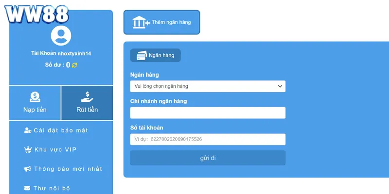 Chi tiết thực hiện những bước rút tiền WW88 siêu chi tiết